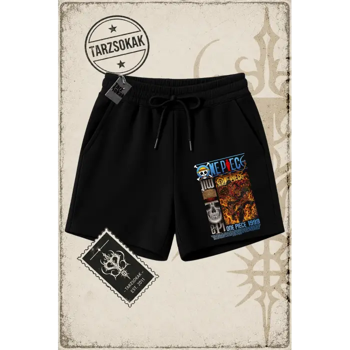 One Piece Anime Karakterleri  Unisex Şort Beyaz