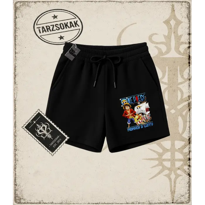 One Piece Anime Karakterleri  Unisex Şort Beyaz