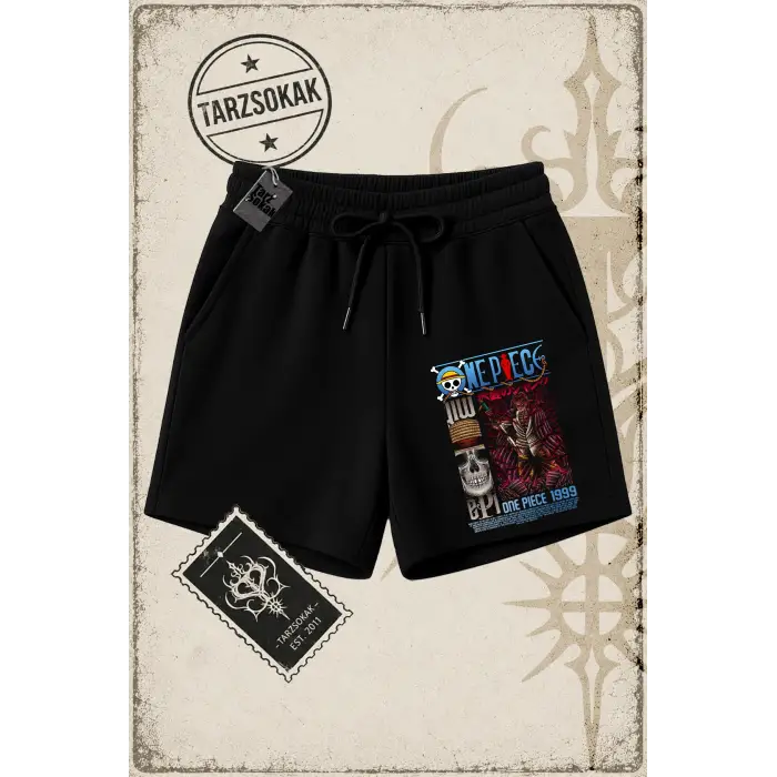 One Piece Anime Karakterleri  Unisex Şort Beyaz