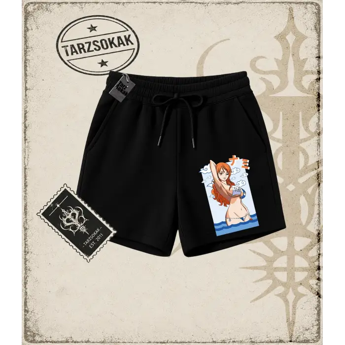 One Piece Anime Karakterleri  Unisex Şort Beyaz