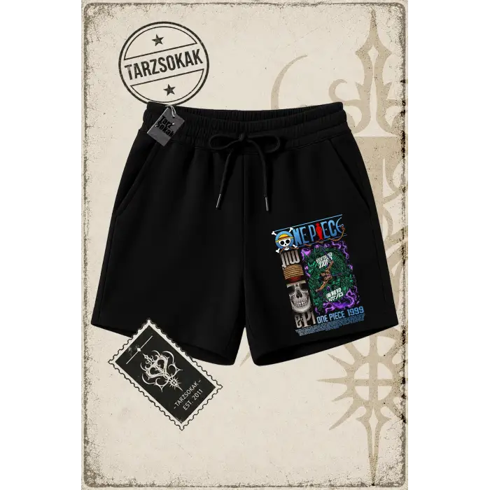 One Piece Anime Karakterleri  Unisex Şort Beyaz