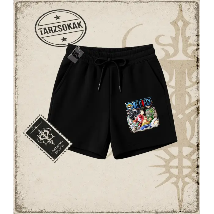 One Piece Anime Karakterleri  Unisex Şort Beyaz