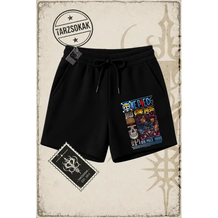 One Piece Anime Karakterleri  Unisex Şort Beyaz
