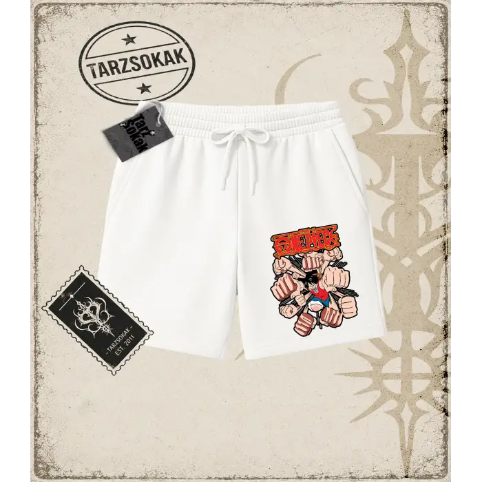 One Piece Anime Karakterleri  Unisex Şort Beyaz