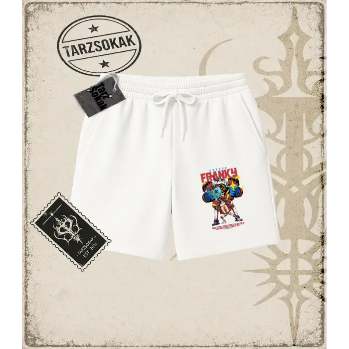 One Piece Anime Karakterleri  Unisex Şort Beyaz