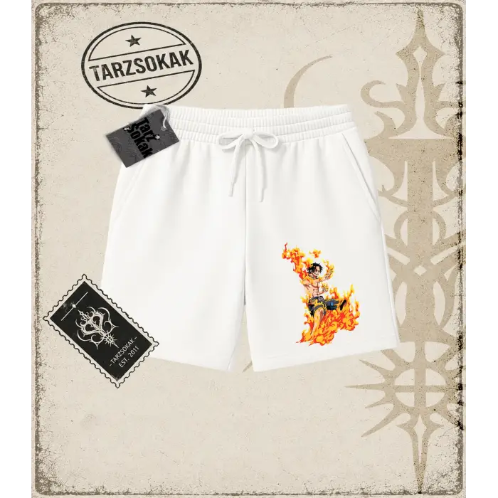 One Piece Anime Karakterleri  Unisex Şort Beyaz