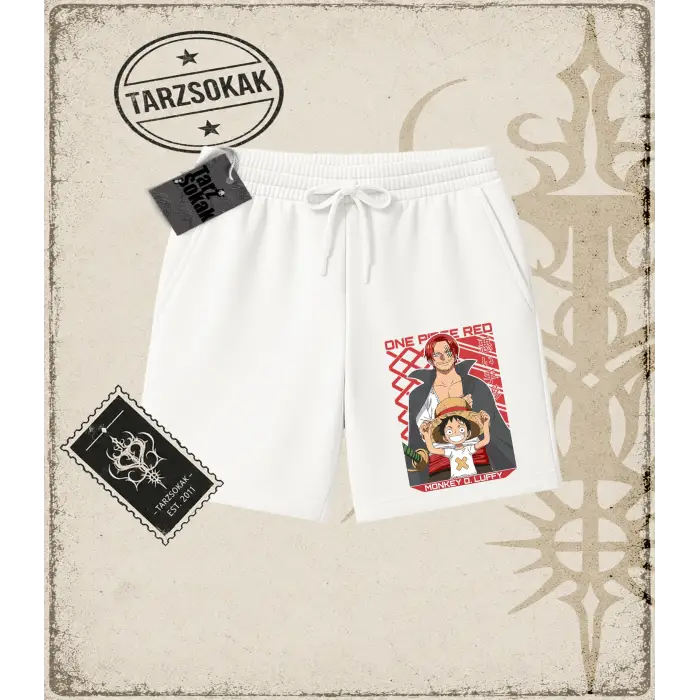 One Piece Anime Karakterleri  Unisex Şort Beyaz