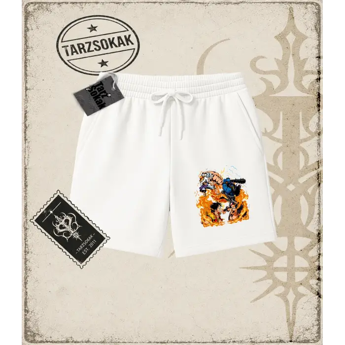 One Piece Anime Karakterleri  Unisex Şort Beyaz