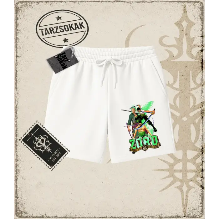 One Piece Anime Karakterleri  Unisex Şort Beyaz