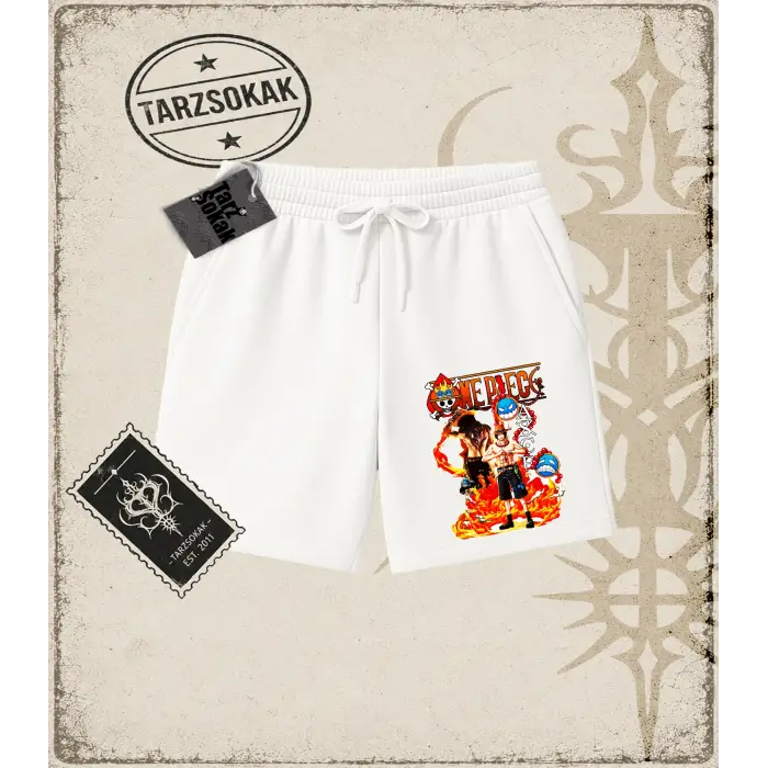 One Piece Anime Karakterleri  Unisex Şort Beyaz