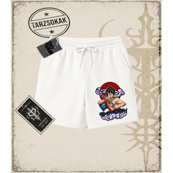 One Piece Anime Karakterleri  Unisex Şort Beyaz