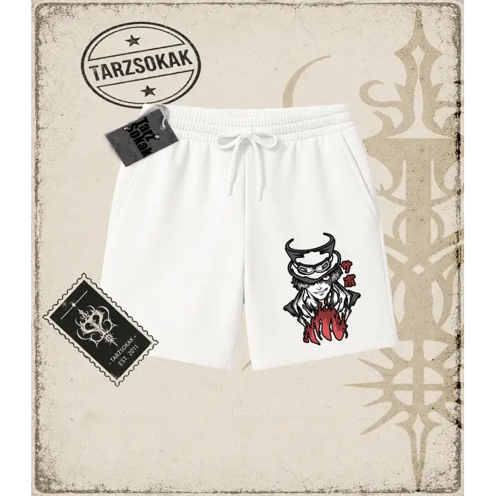 One Piece Anime Karakterleri  Unisex Şort Beyaz