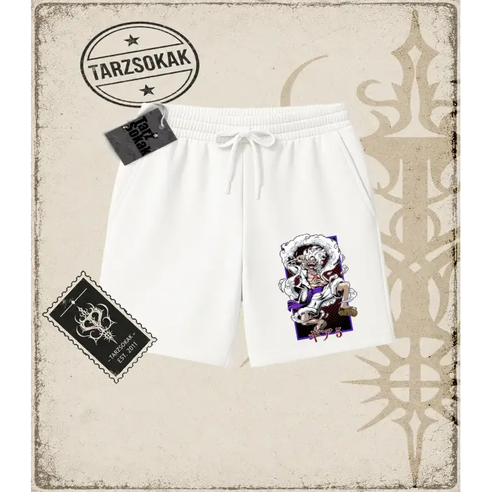 One Piece Anime Karakterleri  Unisex Şort Beyaz