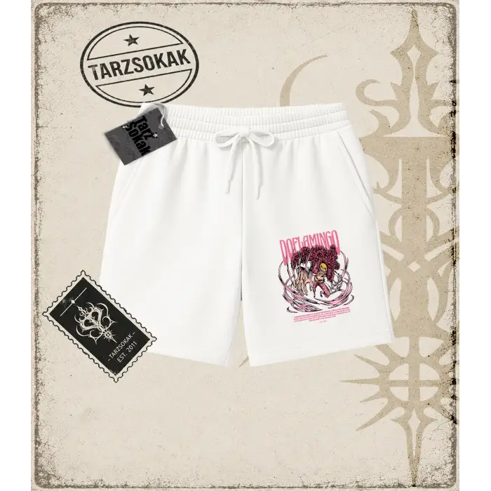 One Piece Anime Karakterleri  Unisex Şort Beyaz