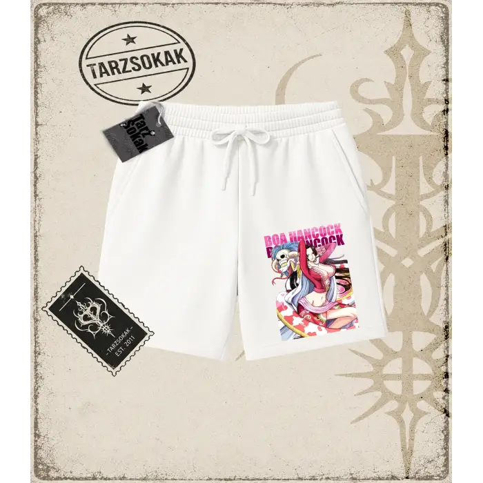 One Piece Anime Karakterleri  Unisex Şort Beyaz