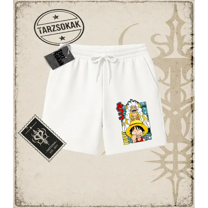 One Piece Anime Karakterleri  Unisex Şort Beyaz