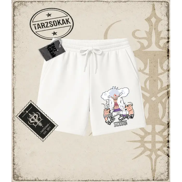 One Piece Anime Karakterleri  Unisex Şort Beyaz