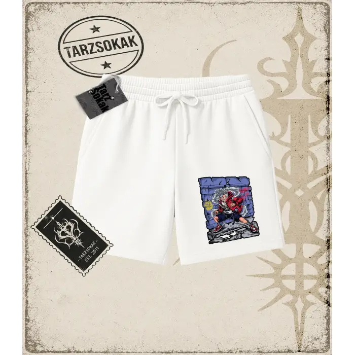 One Piece Anime Karakterleri  Unisex Şort Beyaz