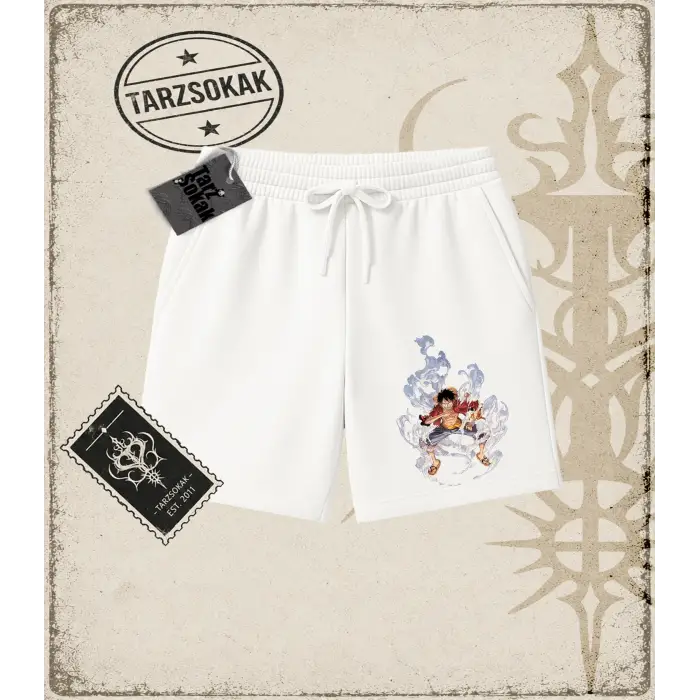 One Piece Anime Karakterleri  Unisex Şort Beyaz