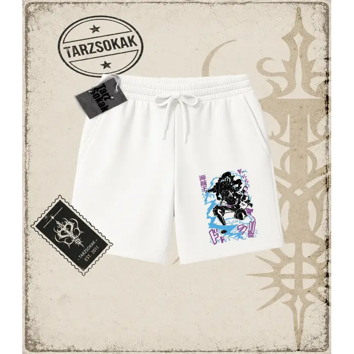 One Piece Anime Karakterleri  Unisex Şort Beyaz