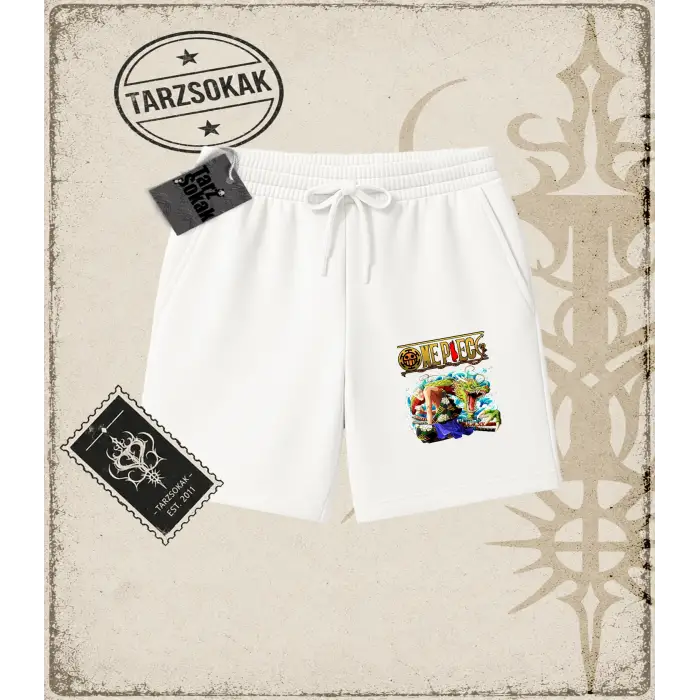 One Piece Anime Karakterleri  Unisex Şort Beyaz