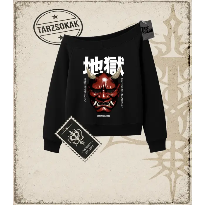 ONI   Kadın Kayık Yaka Sweatshirt