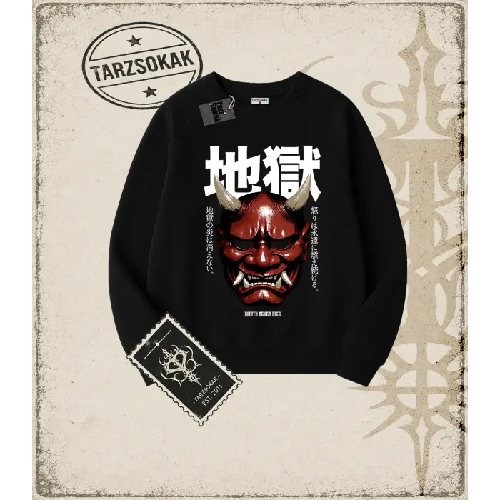 ONI   Oversize Unisex Bisiklet Yaka Sweatshirt