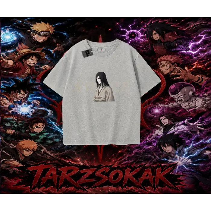 Orochimaru Naruto Anime Karakter Oversize Unisex Tişört Beyaz