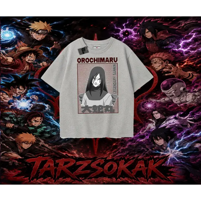 Orochimaru Naruto Anime Karakter Oversize Unisex Tişört Beyaz