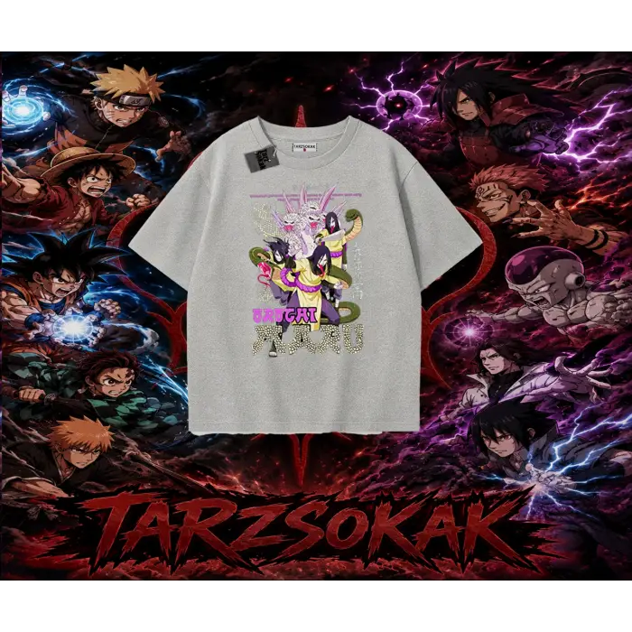 Orochimaru Naruto Anime Karakter Oversize Unisex Tişört Beyaz