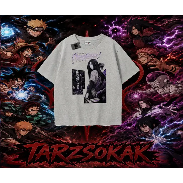 Orochimaru Naruto Anime Karakter Oversize Unisex Tişört Beyaz