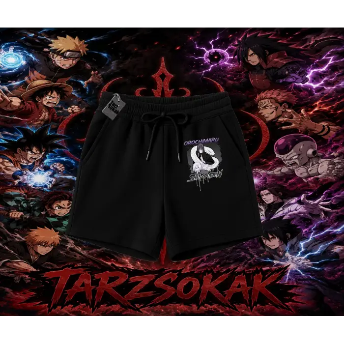 Orochimaru Naruto Anime Karakter Unisex Şort Beyaz
