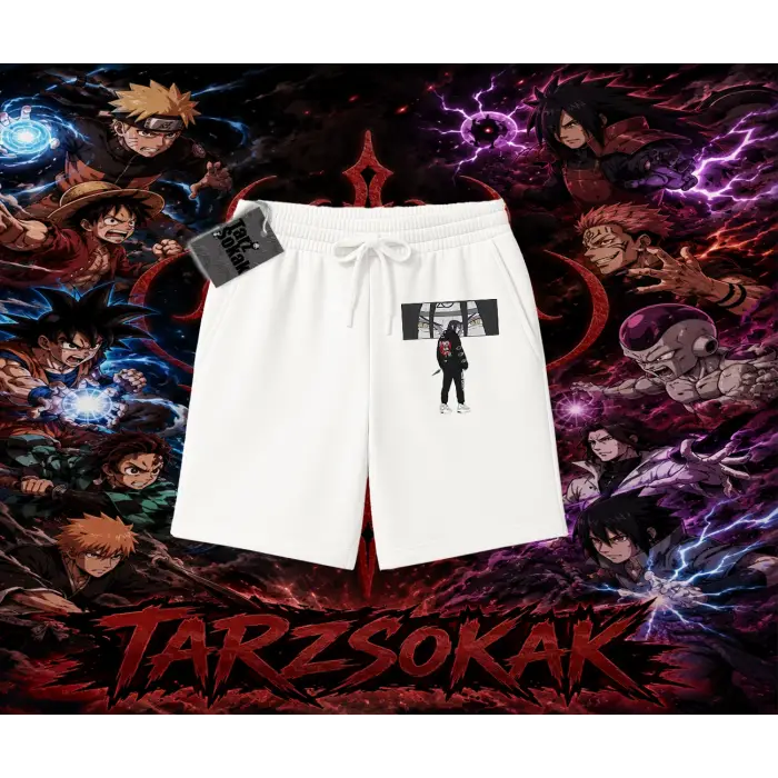 Orochimaru Naruto Anime Karakter Unisex Şort Beyaz
