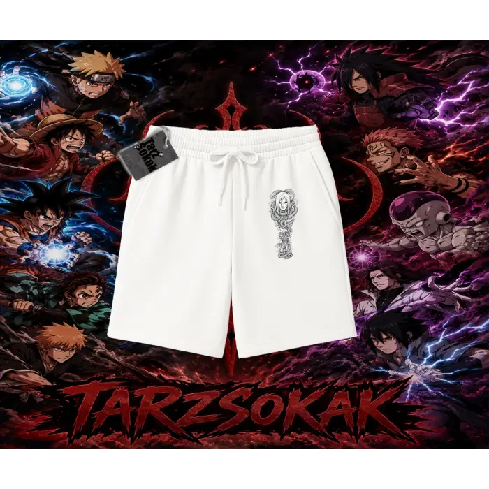 Orochimaru Naruto Anime Karakter Unisex Şort Beyaz