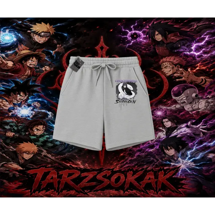 Orochimaru Naruto Anime Karakter Unisex Şort Beyaz