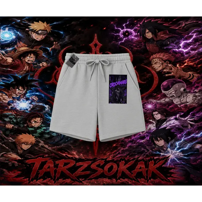 Orochimaru Naruto Anime Karakter Unisex Şort Beyaz