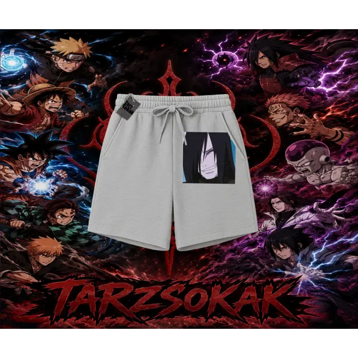 Orochimaru Naruto Anime Karakter Unisex Şort Beyaz