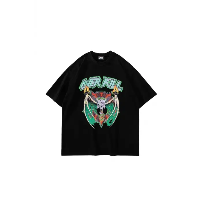 Over Kill Baskılı Oversize Unisex Siyah