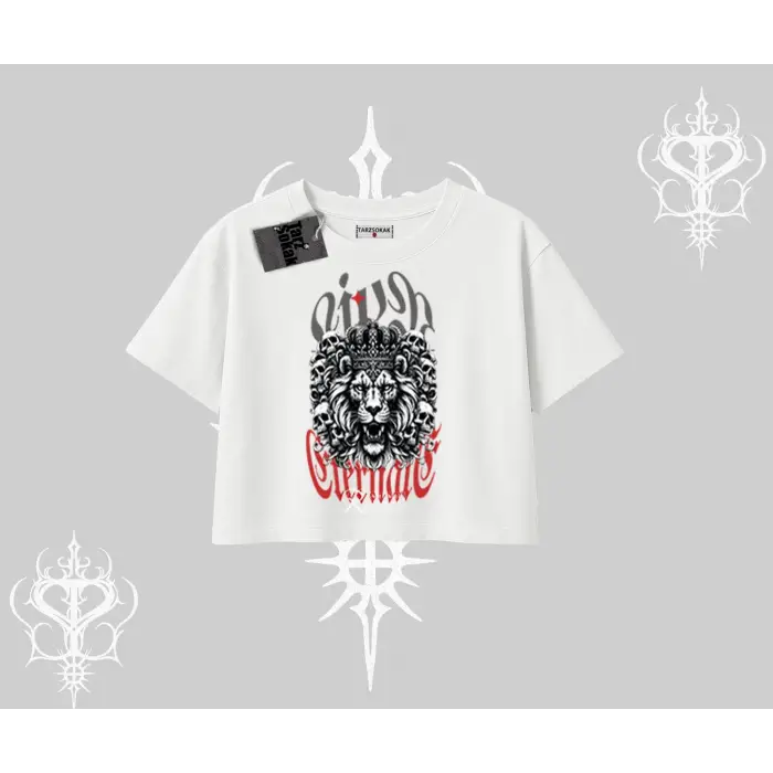 Oversize Crop Tshirt Crowned Lion Rock Authority Myth