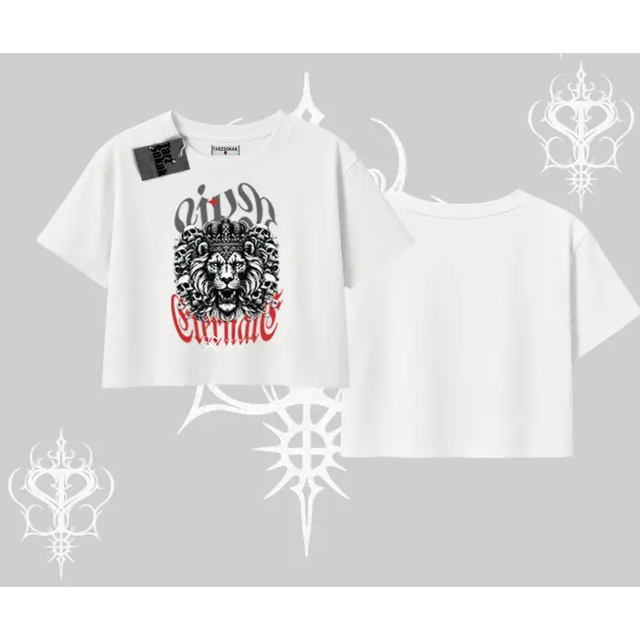 Oversize Crop Tshirt Crowned Lion Rock Authority Myth