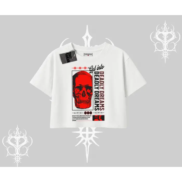 Oversize Crop Tshirt Deadly Dreams Skull Redcore Street Manifest
