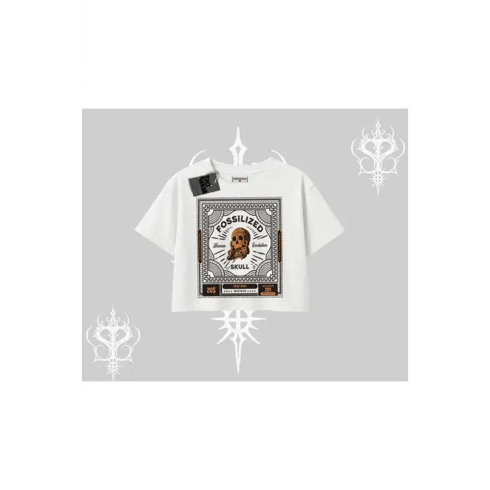 Oversize Crop Tshirt Fossilized Skull Underground Archive