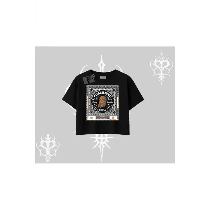 Oversize Crop Tshirt Fossilized Skull Underground Archive