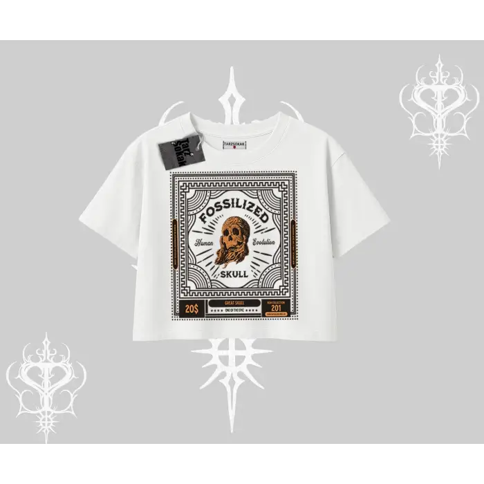 Oversize Crop Tshirt Fossilized Skull Underground Archive