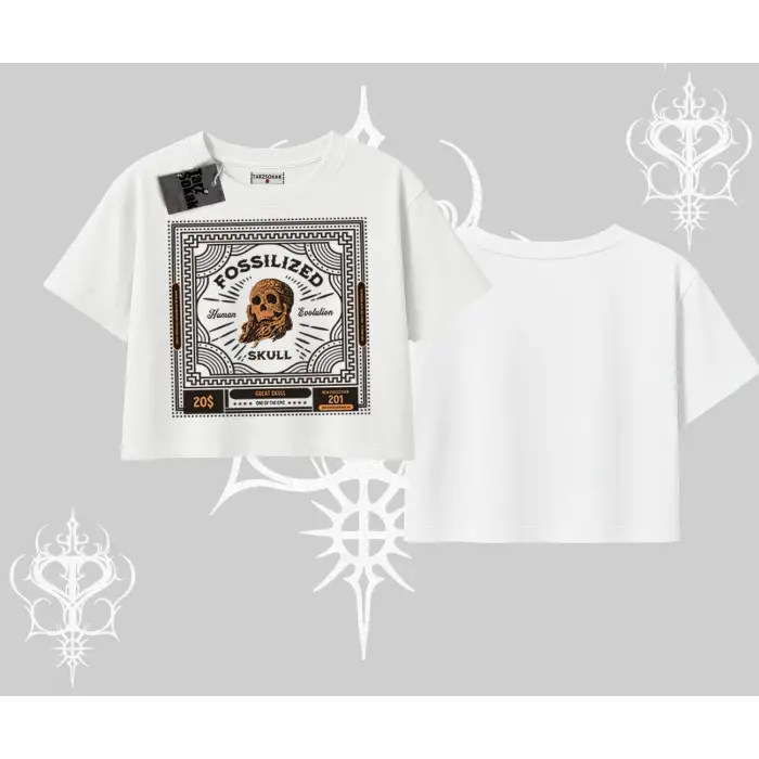 Oversize Crop Tshirt Fossilized Skull Underground Archive