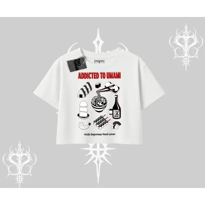 Oversize Crop Tshirt Japon Mutfağı Umami Temalı Baskılı