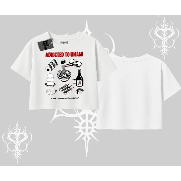 Oversize Crop Tshirt Japon Mutfağı Umami Temalı Baskılı
