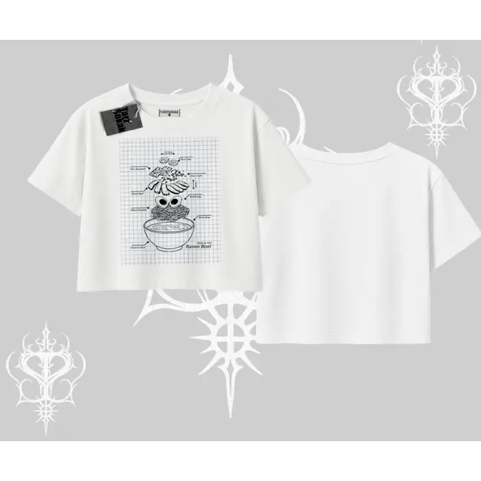 Oversize Crop Tshirt Noodle Theory Hand Drawn Concept
