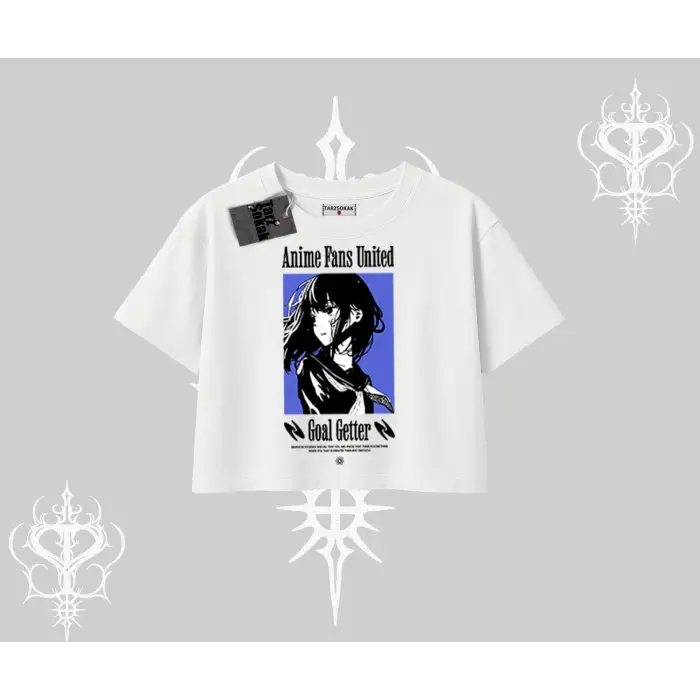 Oversize Crop Tshirt Oversize Anime Kız Baskılı