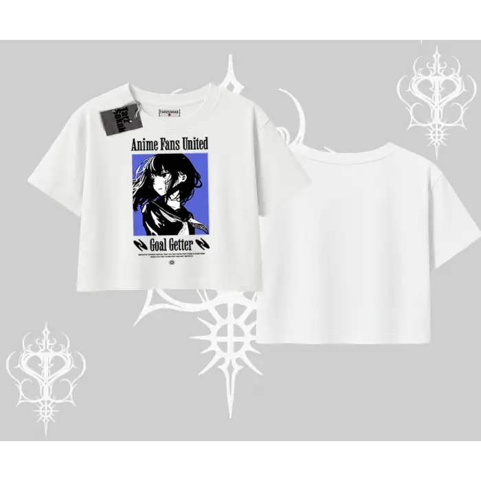Oversize Crop Tshirt Oversize Anime Kız Baskılı